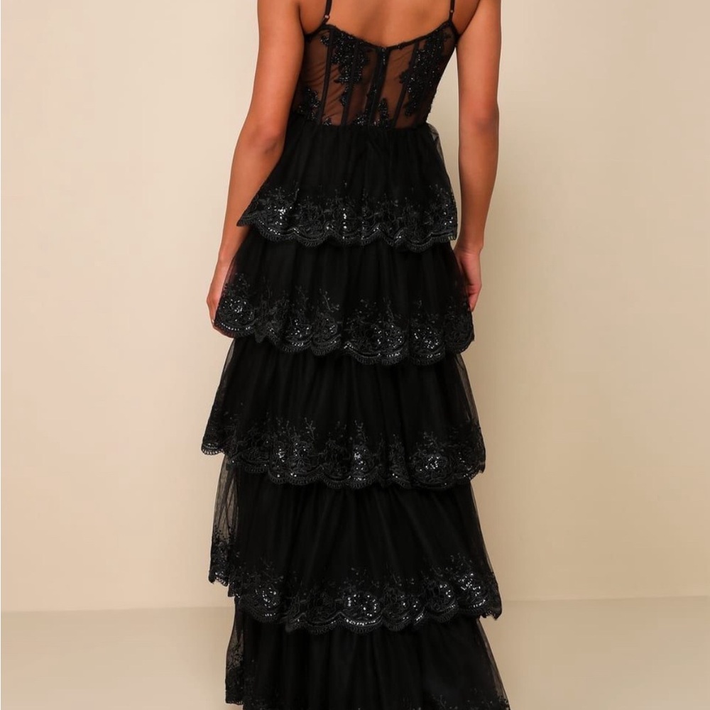 Lulu's Elegant Black Embroidered Dress - Picture 3 of 4